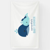 Mama und Baby Whales Boy Baby Dusche Willkommen Banner (Vertikal)