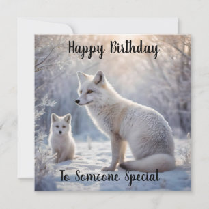 Mama und Baby White Arctic Fox, Geburtskarte Karte