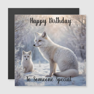 Mama und Baby White Arctic Fox, Geburtskarte Magnetkarte