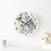 Mama und Baby Zebra Large Clock Große Wanduhr (Zuhause)