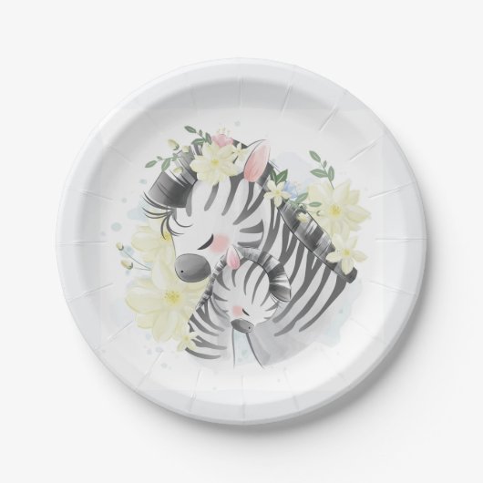 Mama und Baby Zebra Paper Teller (Vorderseite)