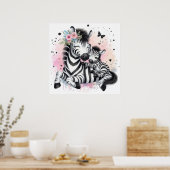Mama und Baby Zebra Poster (Küche)