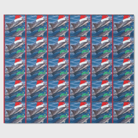 Mama- und Babydelphin Sankt-Weihnachten, das pape Geschenkpapier (Flach)