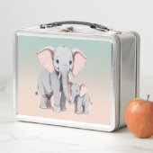 Mama- und Babyelefantenlunchbox Metall Brotdose (Beispiel)