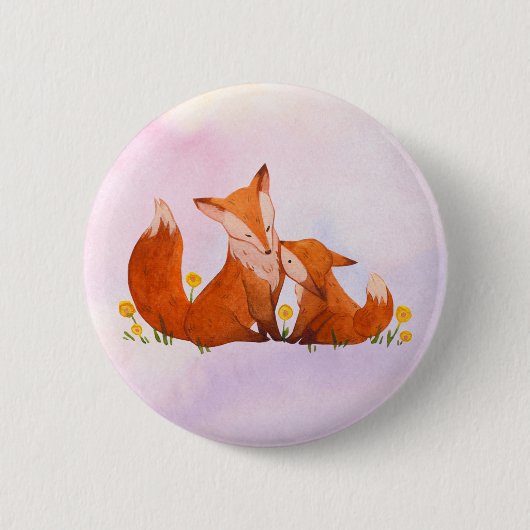 Mama und Babyfuchs Button (Vorderseite)