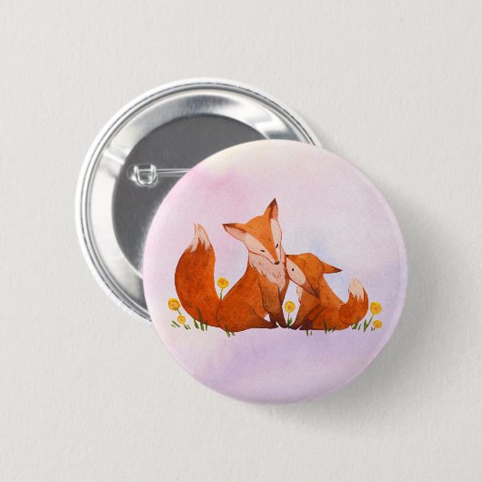Mama und Babyfuchs Button (Vorne & Hinten)