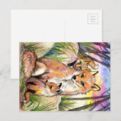 Mama- und Babyfüchse Postkarte (Vorne/Hinten)