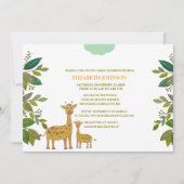 Mama- und Babygiraffe mit grüner Babydusche Einladung (Vorderseite)