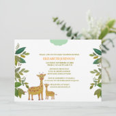 Mama- und Babygiraffe mit grüner Babydusche Einladung (Stehend Vorderseite)