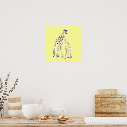 Mama- und Babygiraffe Poster (Küche)