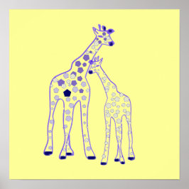 Mama- und Babygiraffe Poster