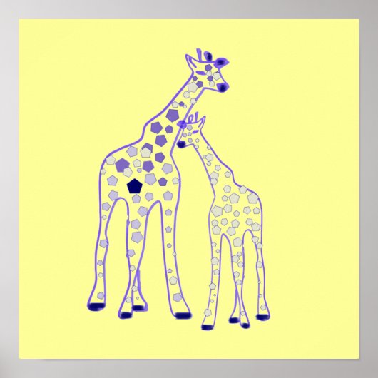 Mama- und Babygiraffe Poster (Vorne)