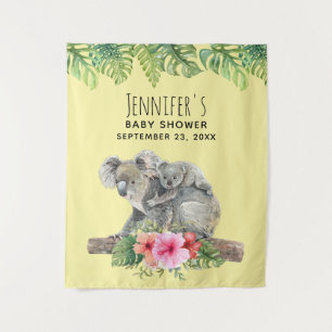 Mama- und Babykoalas Süße Wasserfarben-Babyparty Wandteppich