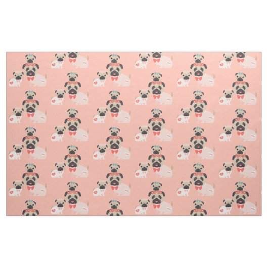 Mama und Babys Möpsen Stoff (Fat Quarter (45,7 x 55,9 cm))