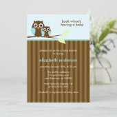 Mama und Babyschale {blau} Babydusche Einladung (Stehend Vorderseite)