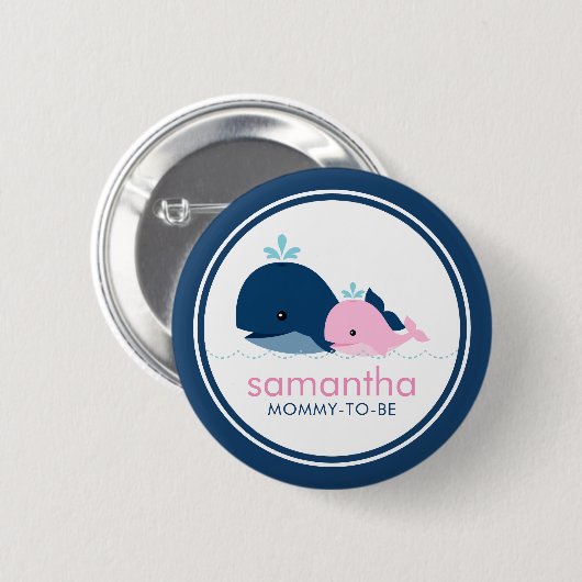 Mama und Babywale "Mama to be" Kinderdusche Button (Vorne & Hinten)