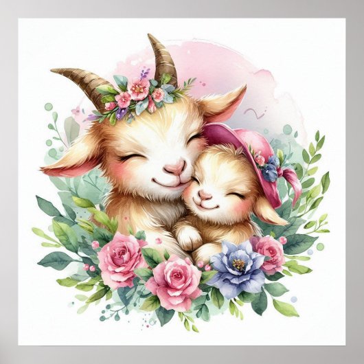 Mama und Babyziege Poster (Vorne)