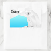 Mama und Cube des Polarbären Rechteckiger Aufkleber (Tasche)