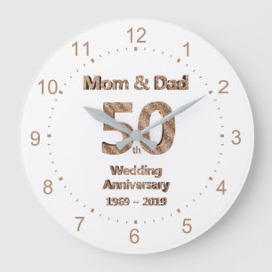 Mama-und des Vater-50. Hochzeits-Jahrestag 2019 Große Wanduhr
