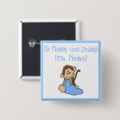 Mama-und des Vatis Affe - blaue T-Shirts und Button (Vorne & Hinten)