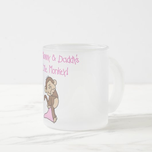 Mama-und des Vatis Affe - rosa T-Shirts und Mattglastasse (VorderseiteRechts)