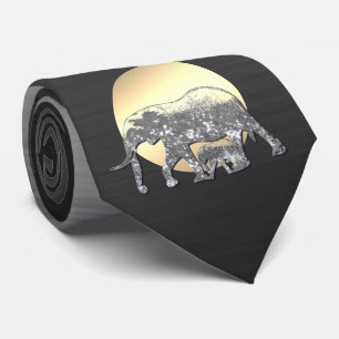 Mama und Elefant in der untergehenden Sonne Krawatte