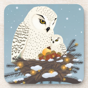 Mama und Eulenkind bereit für Weihnachten Getränkeuntersetzer