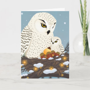 Mama und Eulenkind bereit für Weihnachten Karte