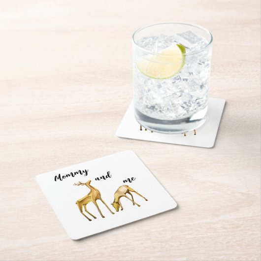Mama und ich Hirsch Rechteckiger Pappuntersetzer (Vor Ort)