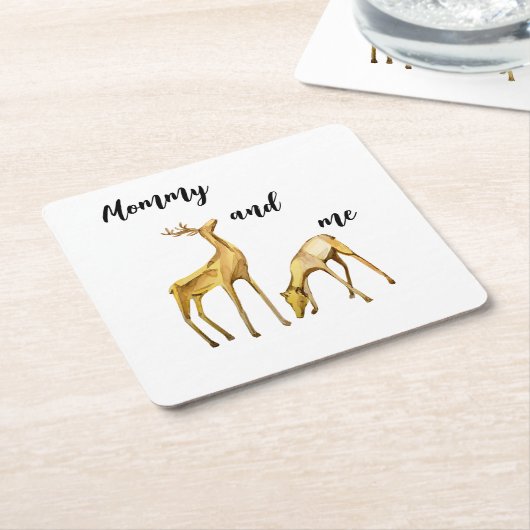 Mama und ich Hirsch Rechteckiger Pappuntersetzer (angewinkelt)