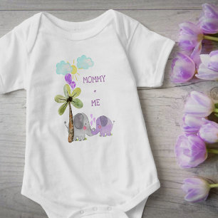 Mama und ich Lilac Mama und Baby Elephant Strampler