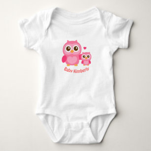 Mama und ich, süße Baby-Eule, Rosa Baby Strampler