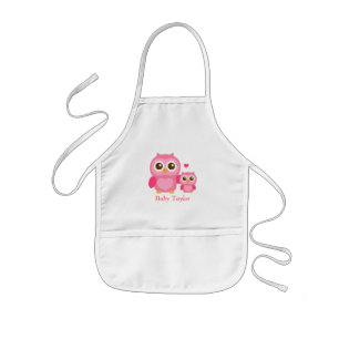 Mama und ich, süße Baby-Eule, Rosa Kinderschürze