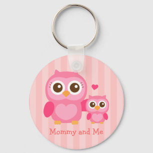 Mama und ich, süße Baby-Eule, Rosa Schlüsselanhänger