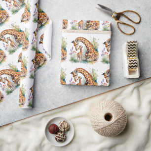 Mama und ich Wasserfarben-Giraffe-Baby-Party Geschenkpapier