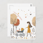 Mama und ihr Kind auf dem Roller Postkarte (Vorne/Hinten)