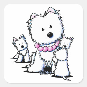 Mama und Jungtiere Quadratischer Aufkleber