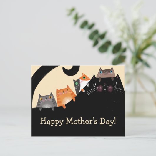 Mama und Kätzchen Postkarte (Stehend Vorderseite)