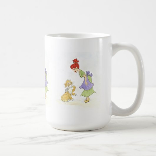 Mama und Katze mit Maus Knochen China Cup Kaffeetasse (Rechts)