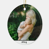 Mama und Kind Foto Weihnachten Keramik Ornament (Links)