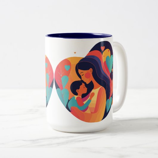 Mama und Kind mit Herz, moderne Tasse (VorderseiteRechts)