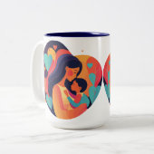 Mama und Kind mit Herz, moderne Tasse (Vorderseite Links)