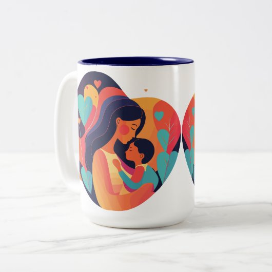 Mama und Kind mit Herz, moderne Tasse (Vorderseite Links)