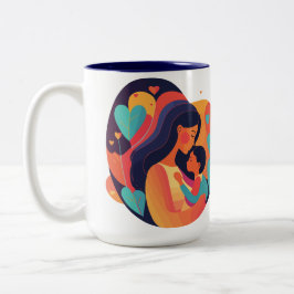 Mama und Kind mit Herz, moderne Tasse