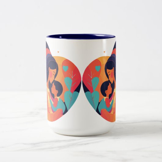 Mama und Kind mit Herz, moderne Tasse (Mittel)