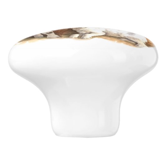 Mama und Kinder der Ziege Keramikknauf (Seitenansicht)