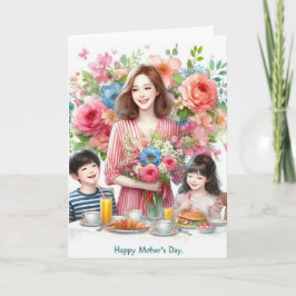 Mama und Kinder Muttertagsferien Karte