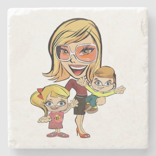 MAMA UND KINDER STEINUNTERSETZER (Vorderseite)