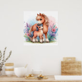 Mama und Kinderpferd Poster (Küche)
