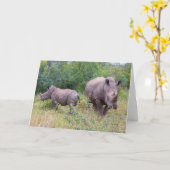 Mama und Kinderrhinokarte Karte (Gelbe Blume)